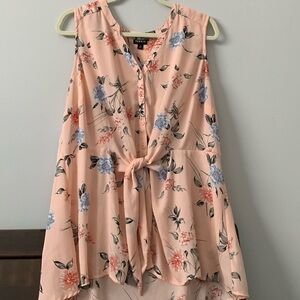 Torrid. Size 2. Sleeveless tie-front blouse. Pink with floral print.